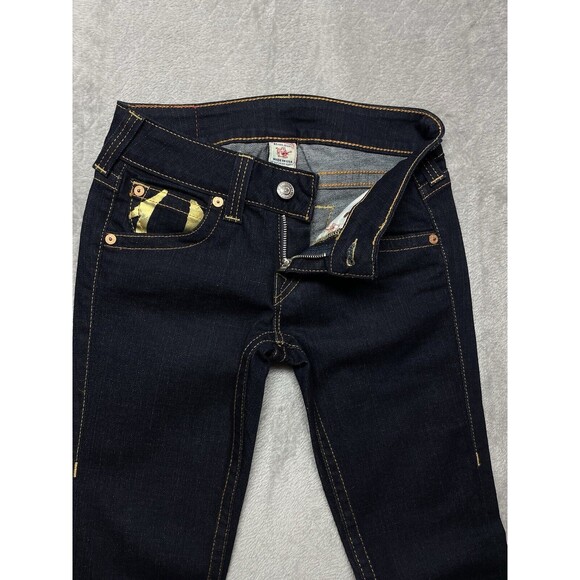 True Religion Bobby Gold Painted Pockets Women's Low-Rise Bootcut Jeans Sz 28 - Picture 7 of 12